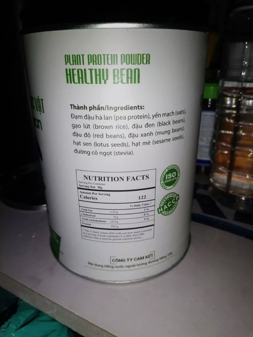 thành phần bột protein thực vật healthy bean